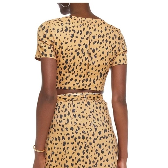 Nicholas Shirt NWT Leopard Tencil Crop Top in Amber New 2 - Picture 7 of 12